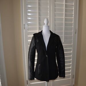Blanc Noir One Button Faux Leather Jacket